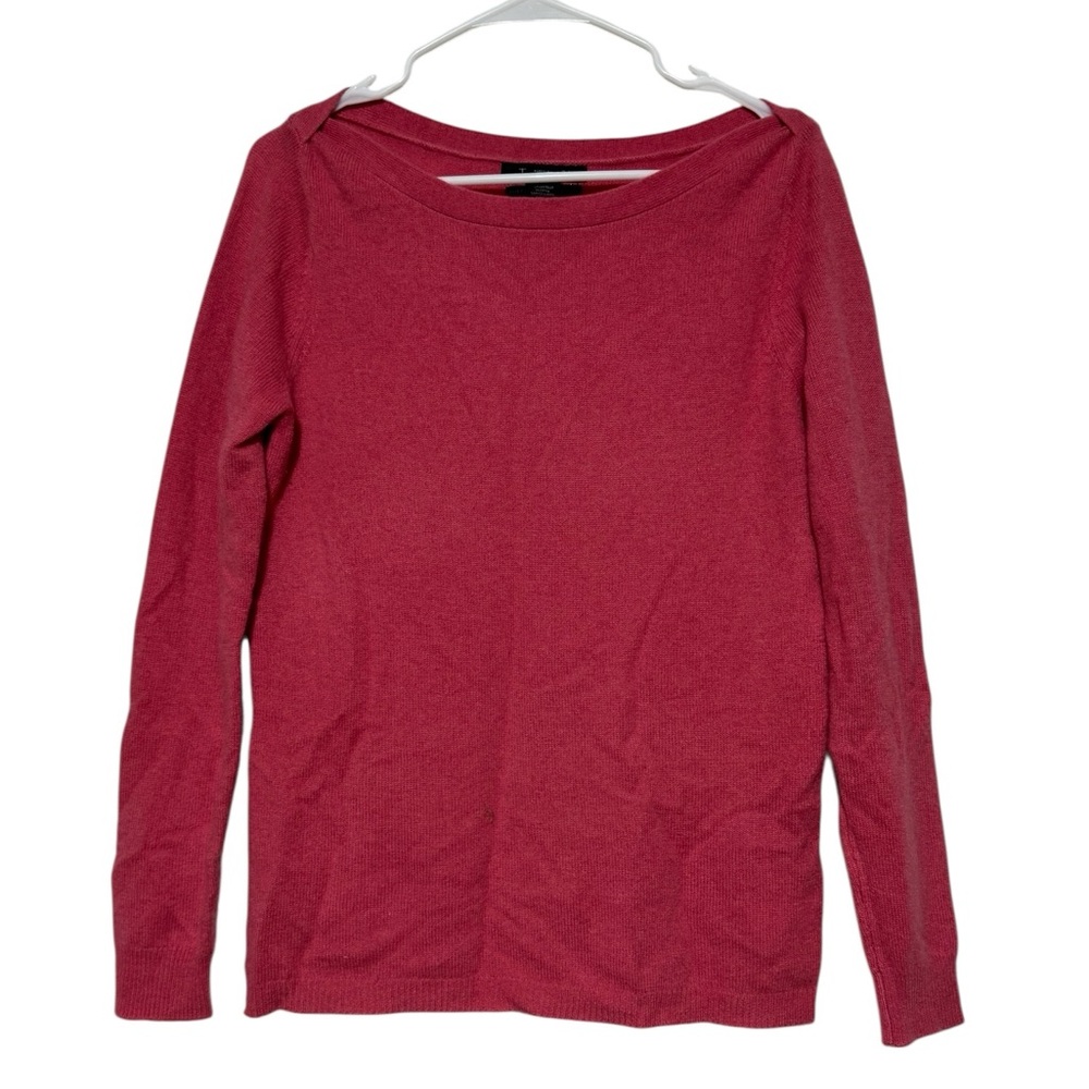 Tahari Pink M-100% Cashmere Boatneck Sweater Women Size M Old Money Cozy Classic